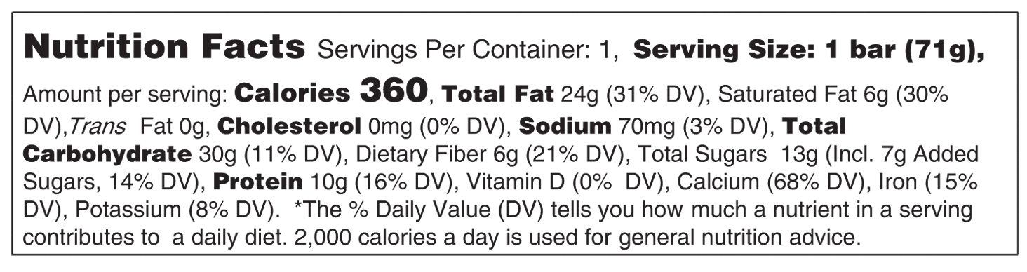 Peanut Butter nutrition facts 2.5 oz