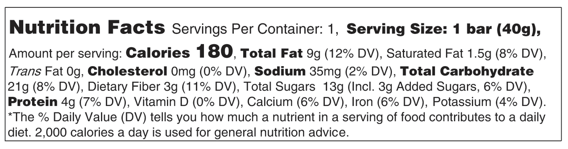Tart Cherry Almond nutrition facts 1.4 oz