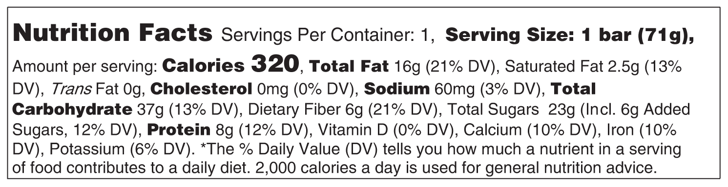 Tart Cherry Almond nutrition facts 2.5 oz